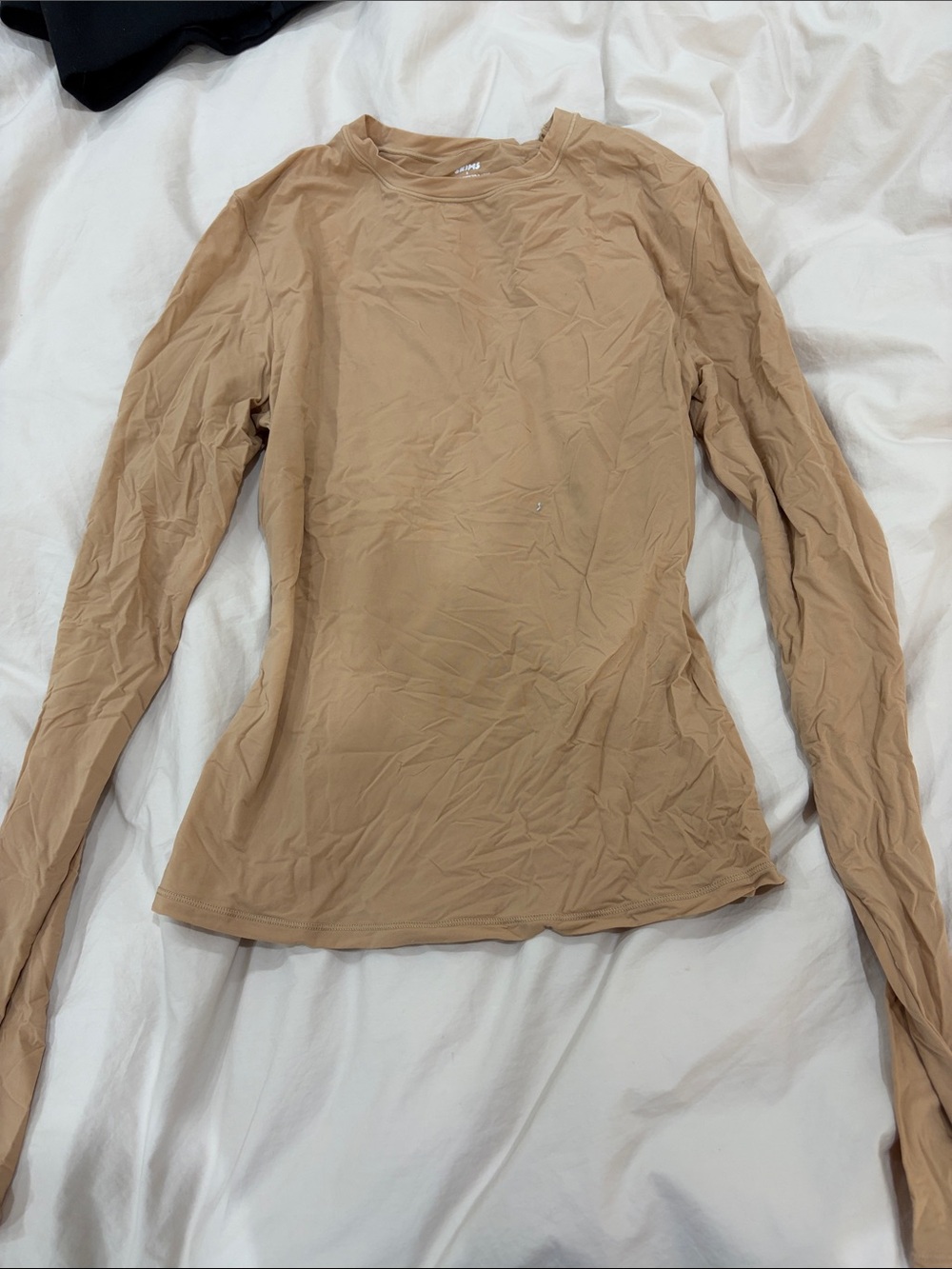 SKIMS Long Sleeve Crew Neck Top in Tan